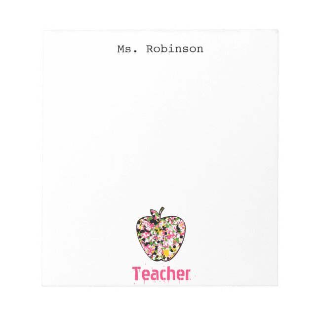 Paint Splatter Apple Teacher Notepad (Front)