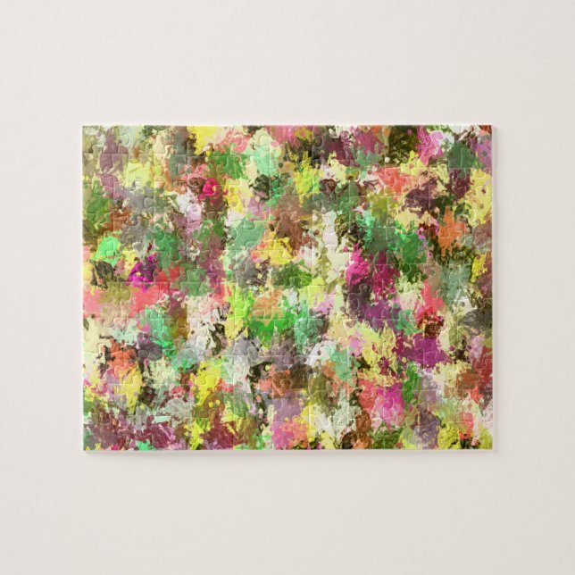Paint Splatter Autumn Colour Leaves Abstract Jigsaw Puzzle (Horizontal)