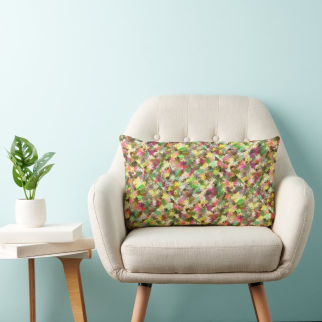 Paint Splatter Autumn Colour Leaves Abstract Lumbar Cushion (Chair)
