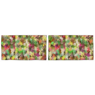 Paint Splatter Autumn Colour Leaves Abstract Pillowcase
