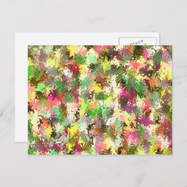 Paint Splatter Autumn Colour Leaves Abstract Postcard (Front/Back)