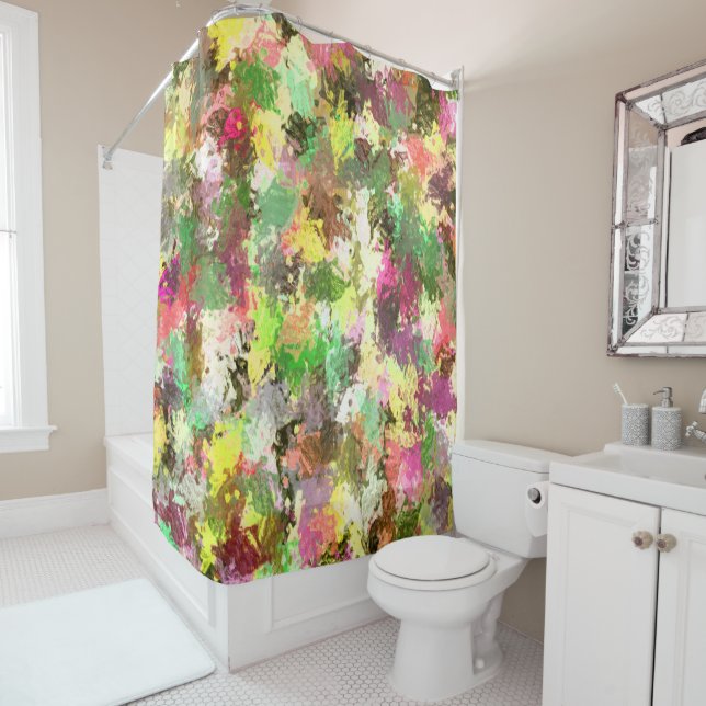 Paint Splatter Autumn Colour Leaves Abstract Shower Curtain (In Situ)