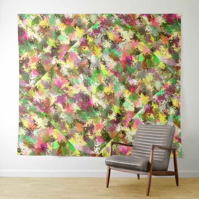 Paint Splatter Autumn Colour Leaves Abstract Tapestry (In Situ (Horizontal))