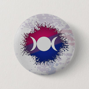 Paint Splatter Bisexual Flag Triple Goddess Moon 6 Cm Round Badge