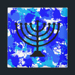 Paint Splatter Blue Menorah Magnet<br><div class="desc">Paint splatter blue menorah magnet.</div>