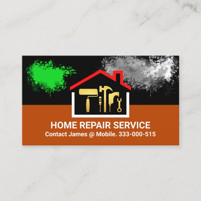 Paint Splatter Building Frame Business Card (Front)