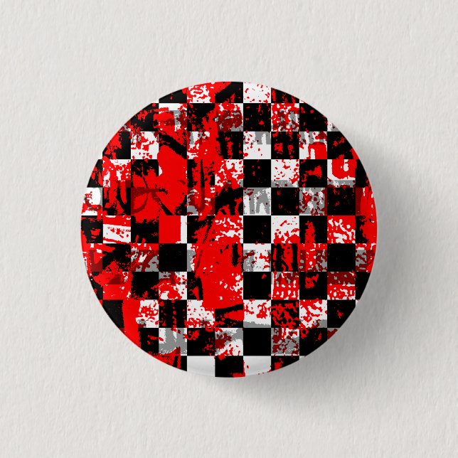 Paint Splatter Chequerboard Graphic 3 Cm Round Badge (Front)
