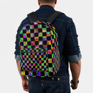 Paint Splatter Chequered Board Pattern  Printed Backpack