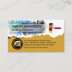 Paint Splatter Colorful Roller Brush Business Card