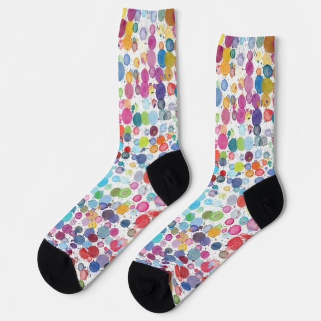 Paint Splatter Colourful Dots Socks (Left)