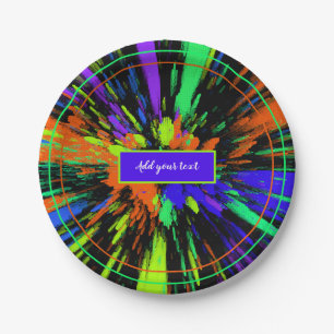 Paint Splatter Colourful Neon Custom Paper Plate