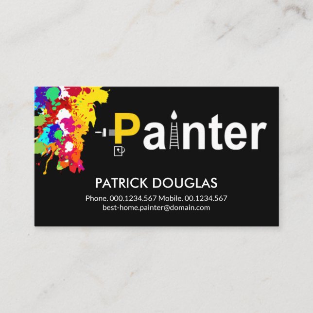 Paint Splatter Creative Painter Signage Painting Business Card (Front)