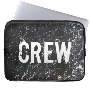 Paint Splatter CREW   Charcoal and White Laptop Sleeve