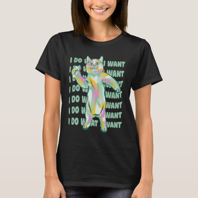 Paint Splatter Dancing Cat Graphic T-Shirt (Front)