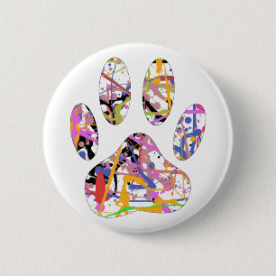 Paint Splatter Dog Paw Print 6 Cm Round Badge