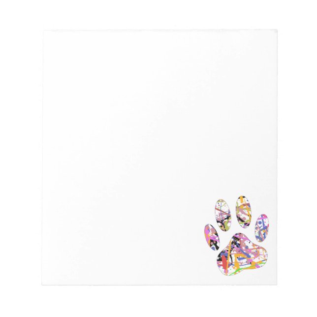 Paint Splatter Dog Paw Print Custom Notepad (Front)