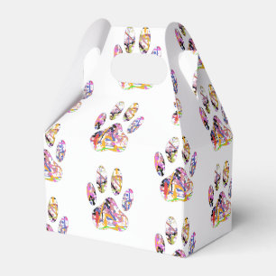 Paint Splatter Dog Paw Print Favour Box