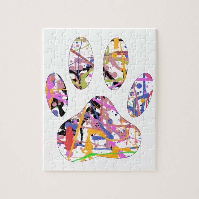 Paint Splatter Dog Paw Print Jigsaw Puzzle (Vertical)