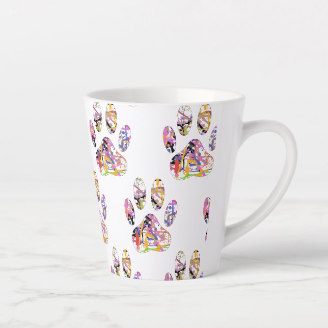 Paint Splatter Dog Paw Print  Latte Mug (Right)