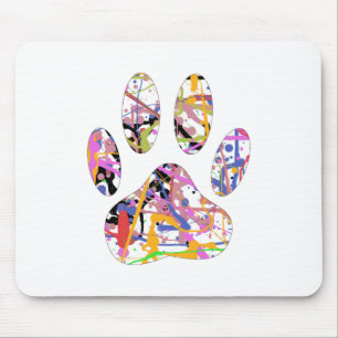 Paint Splatter Dog Paw Print Mouse Pad