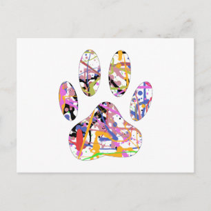 Paint Splatter Dog Paw Print Postcard