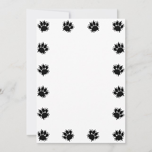 Paint Splatter Dog Paw Prints DIY Card (Front)