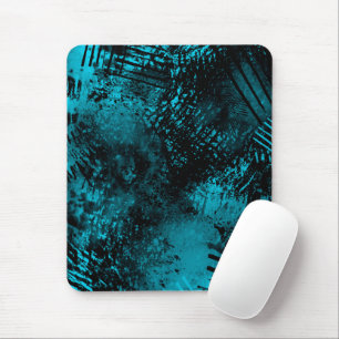Paint Splatter effect Blue & Black   Mouse Pad