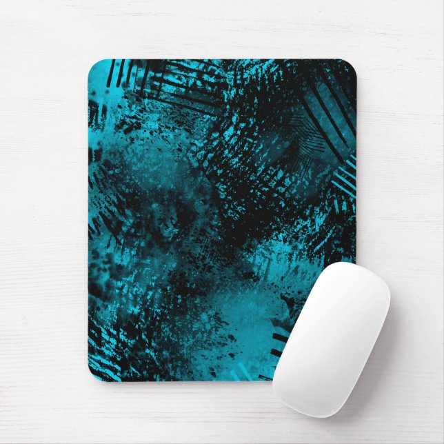 Paint Splatter effect Blue & Black   Mouse Pad (With Mouse)