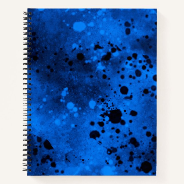 Paint Splatter Effect Blue & Black  Notebook (Front)