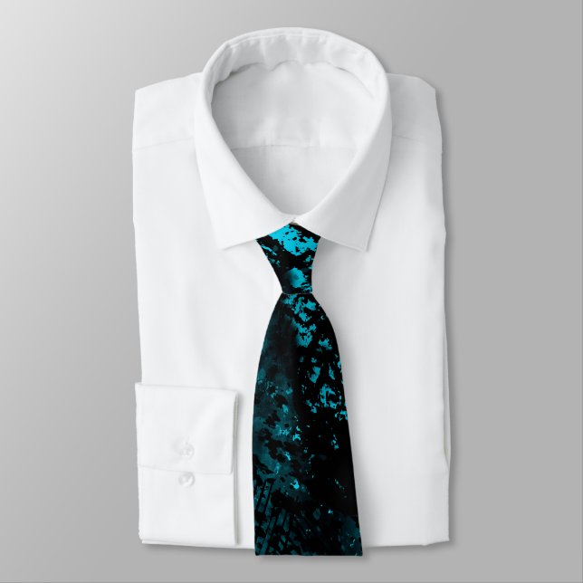 Paint Splatter Effect Blue & Black  Tie (Tied)