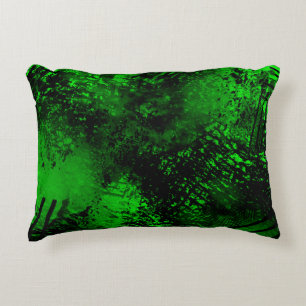 Paint Splatter effect Green & Black  Decorative Cushion