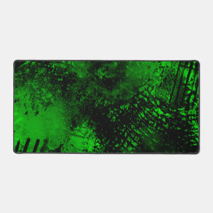 Paint Splatter effect Green & Black Desk Mat