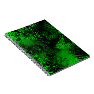 Paint Splatter effect Green & Black Notebook