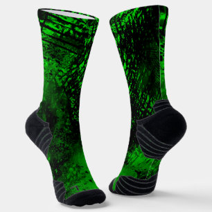 Paint Splatter Effect green & Black  Socks