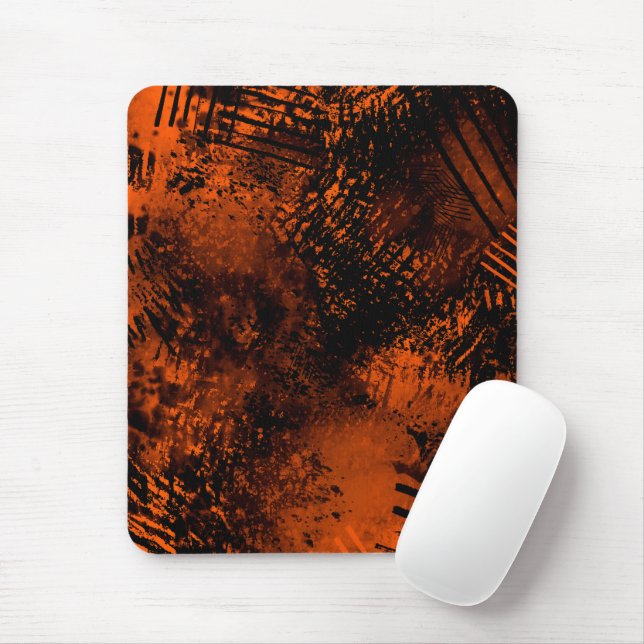 Paint Splatter effect Orange  & Black   Mouse Pad (With Mouse)