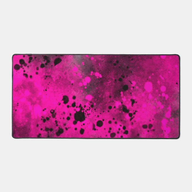 Paint Splatter effect Pink & Black   Desk Mat (Front)