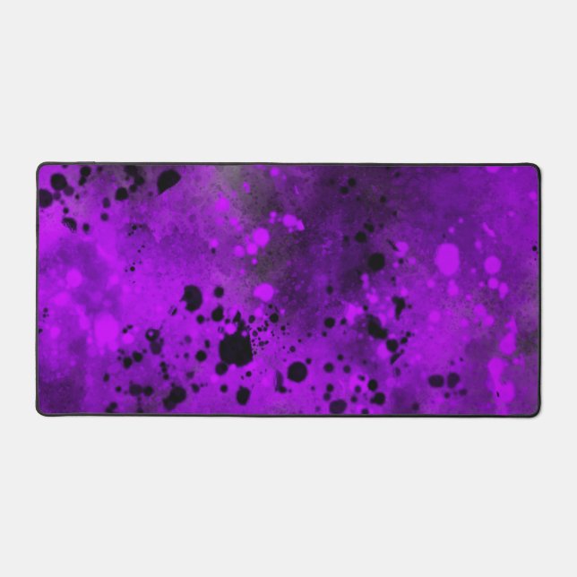 Paint Splatter effect Purple & Black   Desk Mat (Front)