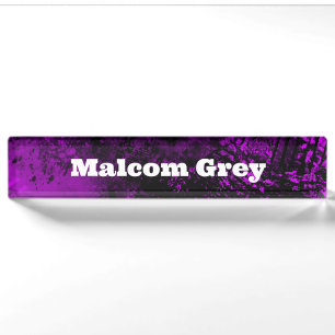 Paint Splatter Effect Purple & Black Nameplate