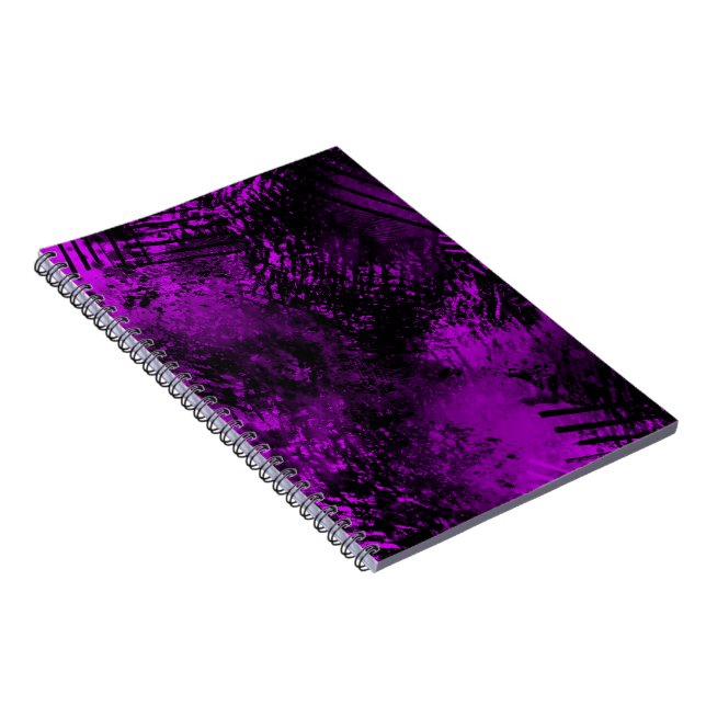 Paint Splatter effect Purple & Black Notebook (Right Side)