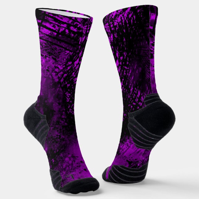Paint Splatter Effect Purple & Black  Socks (Angled)