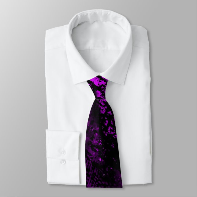 Paint Splatter Effect Purple & Black  Tie (Tied)