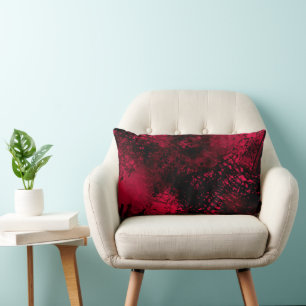 Paint Splatter effect Red & Black Lumbar Cushion