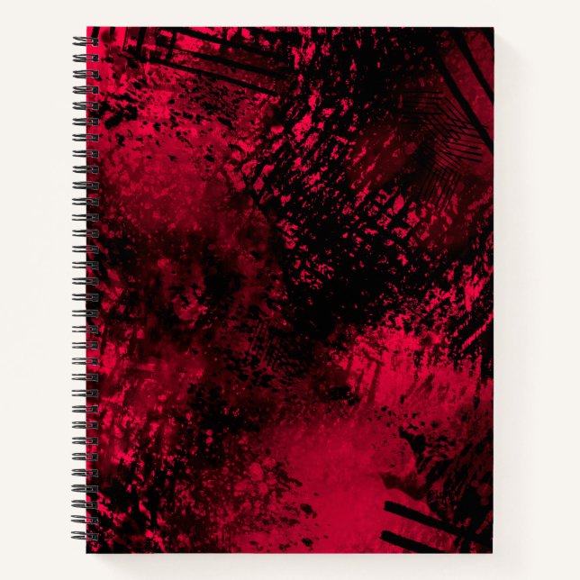 Paint Splatter effect Red & Black Notebook (Front)