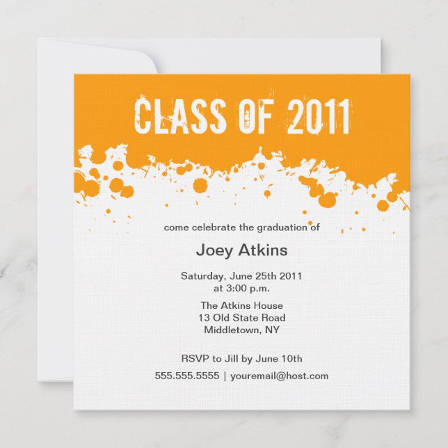 Paint Splatter Graduation Invitation (Front)