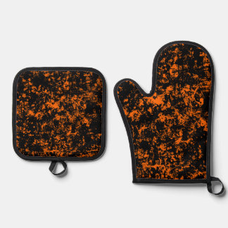 Paint Splatter- Halloween Colours (Black & Orange) Oven Mitt & Pot Holder Set