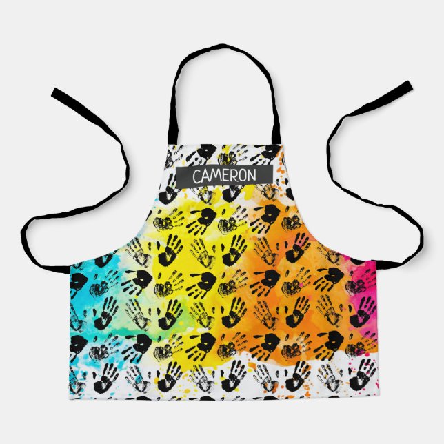 Paint Splatter Handprint All-Over Print Apron (Front)