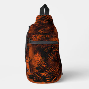 Paint Splatter Hatching Effect Orange & Black Sling Bag