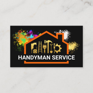 Paint Splatter Home Frame Handyman Business Card