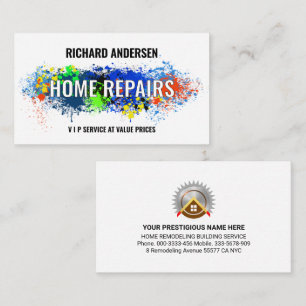 Paint Splatter Home Repairs Remodeling Business Card