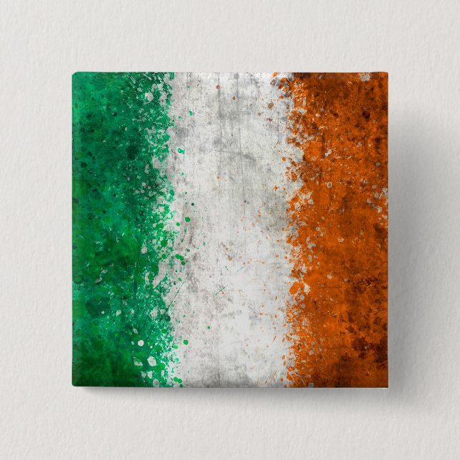 Paint Splatter Irish Flag 15 Cm Square Badge (Front)